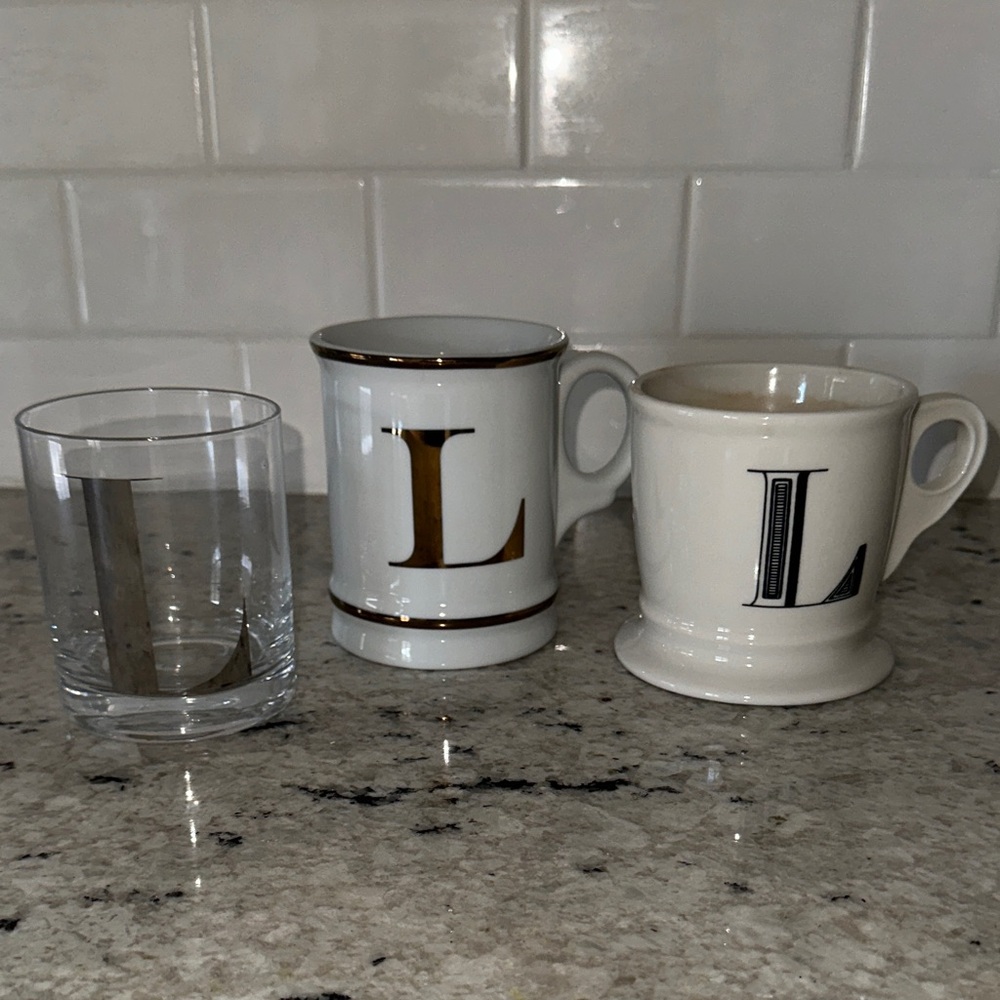 Monogrammed Ceramic Mug Set - Gold and Black